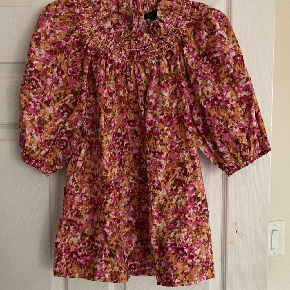 J. Crew Pink and Brown Floral Top